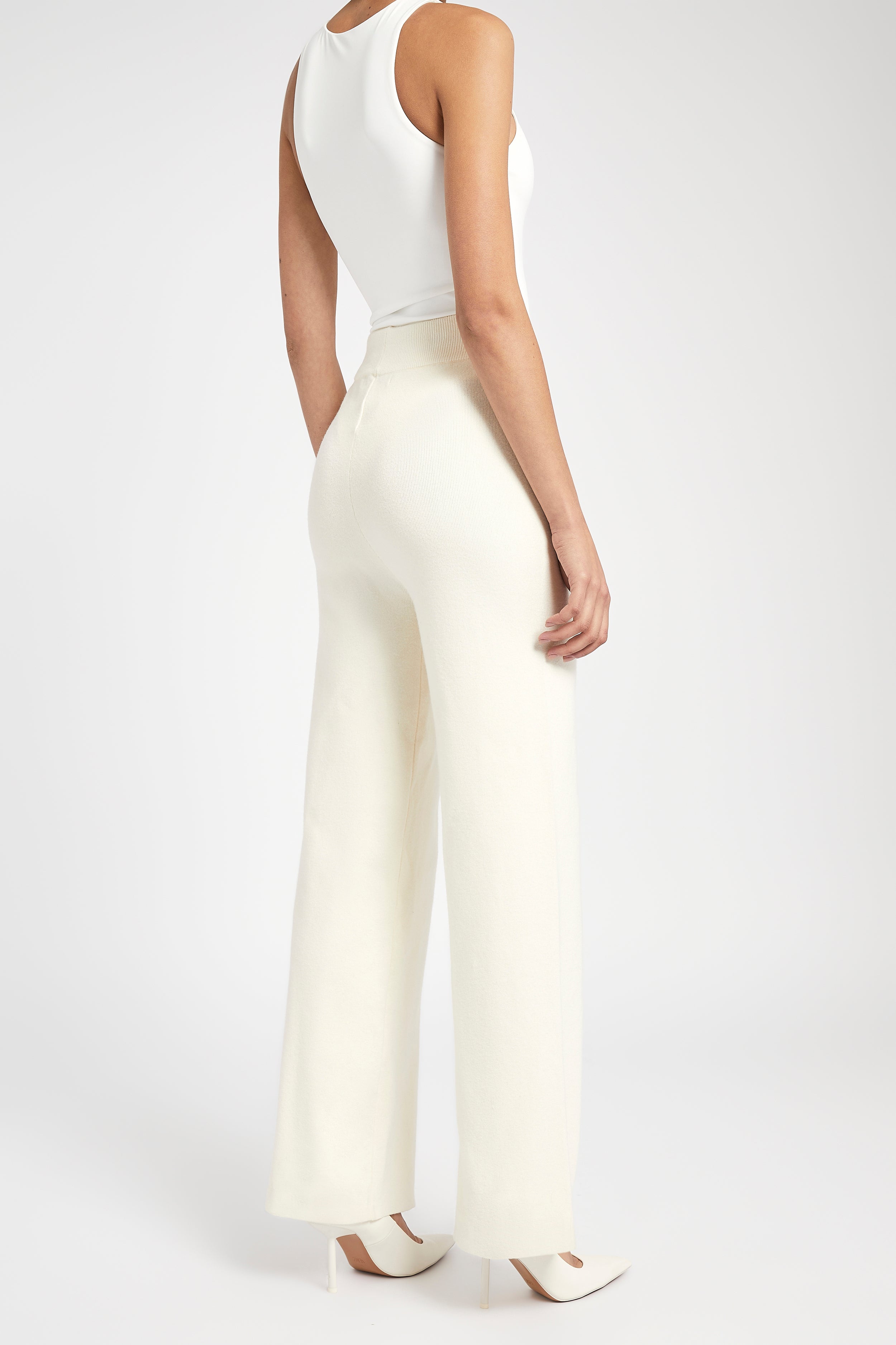 Slouchy Lounge Knit Trousers - Cream