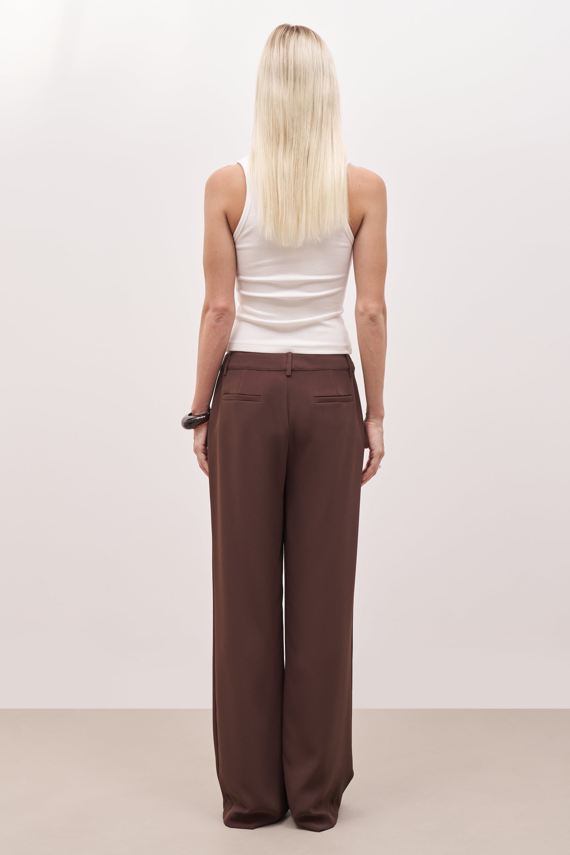 Draped Mid Rise Trousers - Truffle