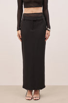 Double Waistband Relaxed Maxi Skirt - Black