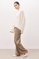 Relaxed High Neck Cashmere Blend Jumper - Cream