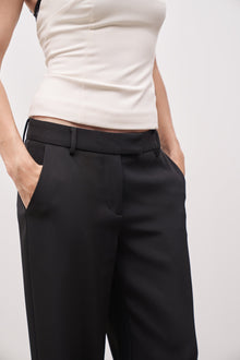 Mid Rise Wide Leg Trousers - Black