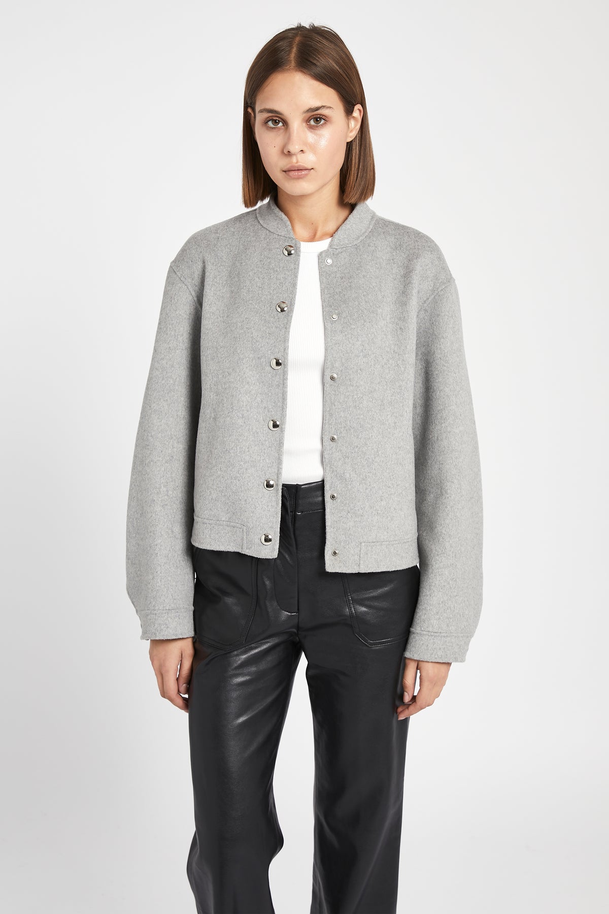 Double Faced Wool Bomber Jacket - Grey – BOA