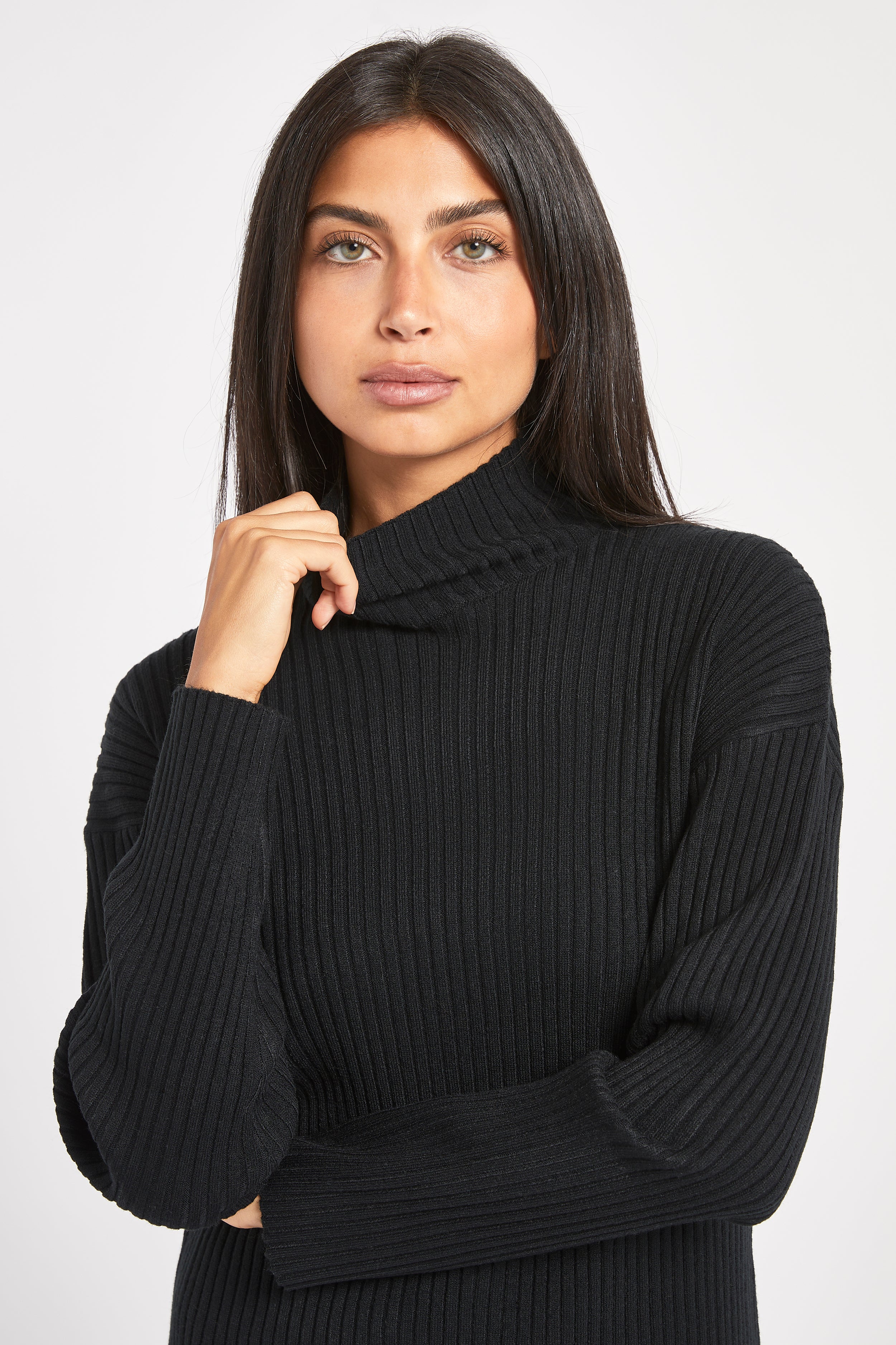 High neck black jumper best sale