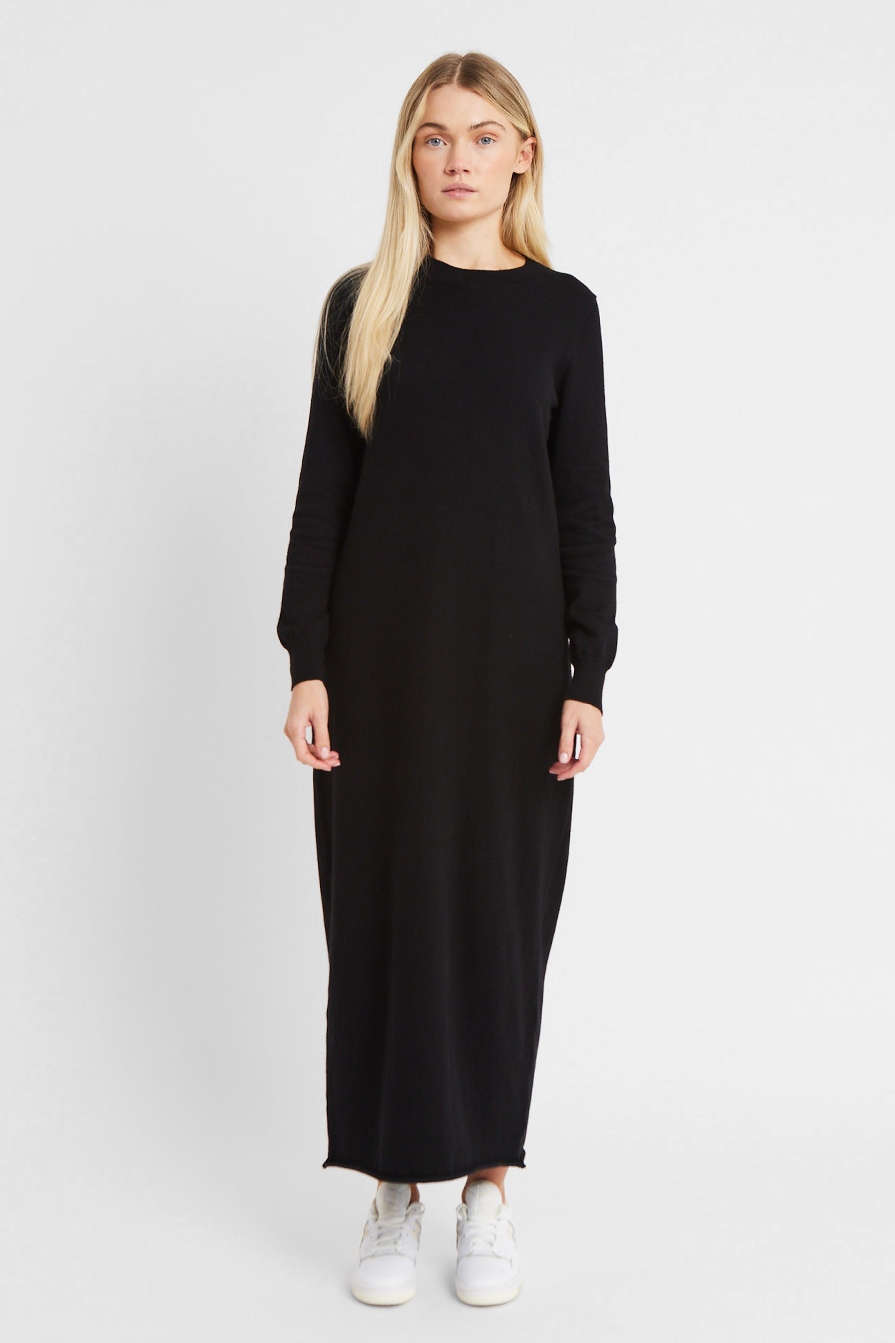 Cashmere Blend Column Maxi Dress - Black