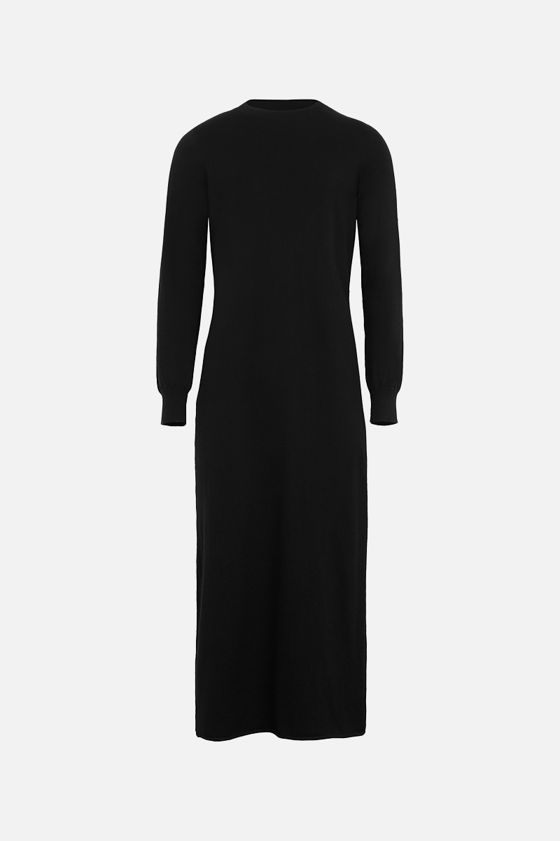 Cashmere Blend Column Maxi Dress - Black