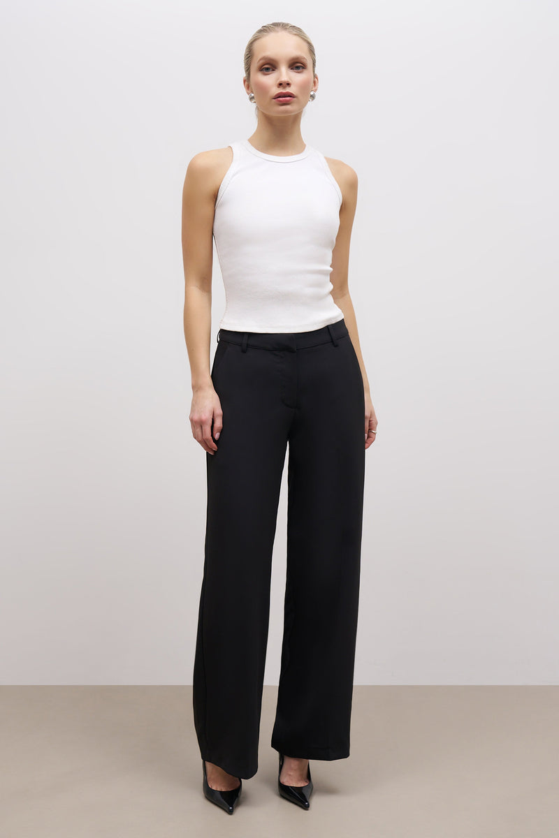 Draped Mid Rise Trousers - Black