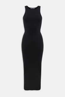 Heavy Ribbed Racer Maxi Dress - Black