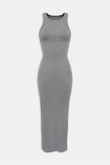 Heavy Ribbed Racer Maxi Dress - Grey Marl