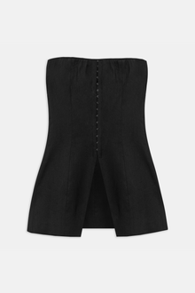 Strapless Linen Bustier - Black