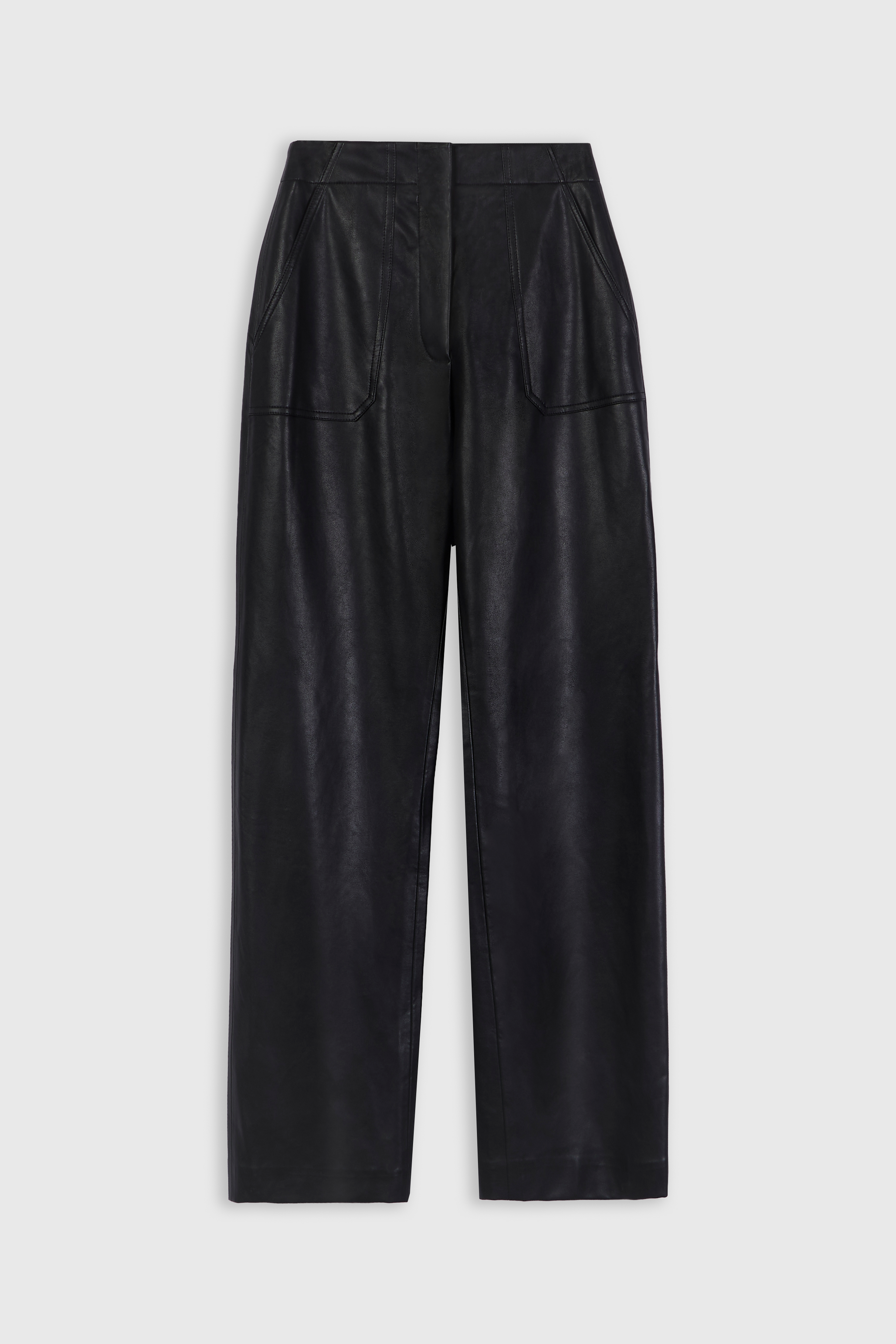 Leather Pocket Detail Trousers - Black