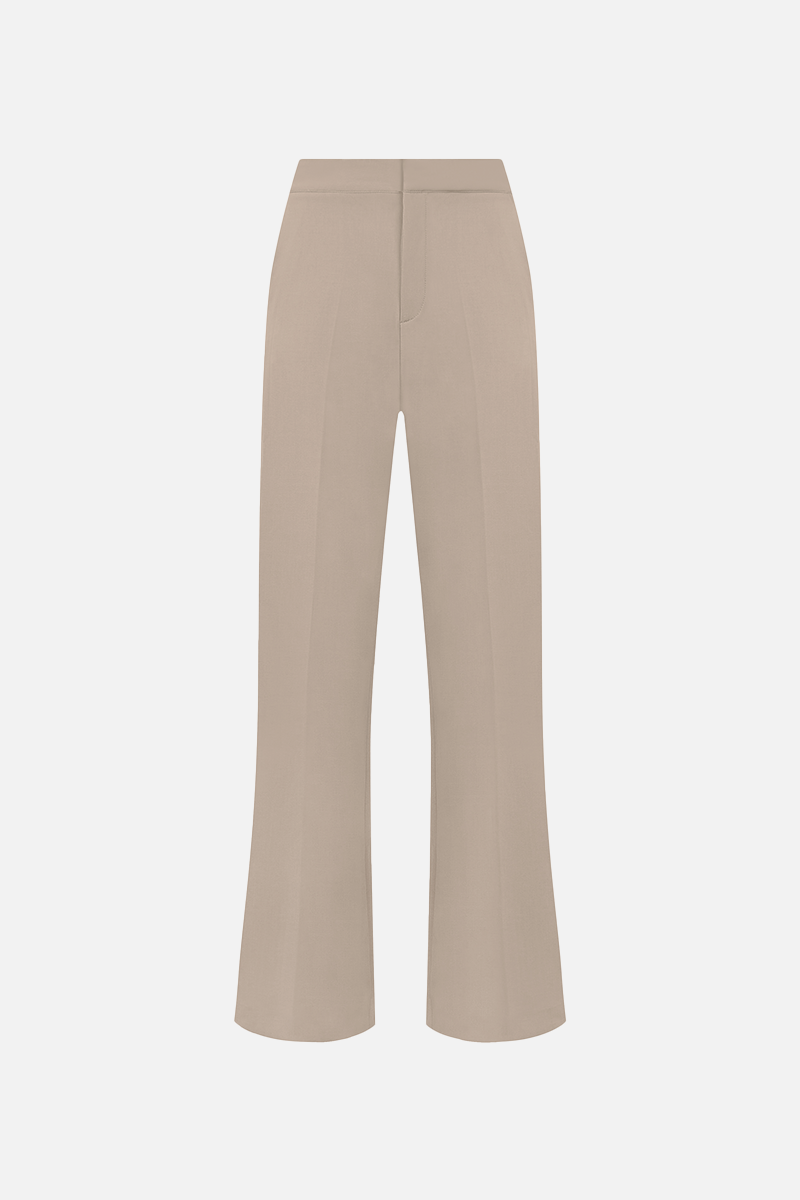 Straight Leg Wool Blend Trousers - Oak