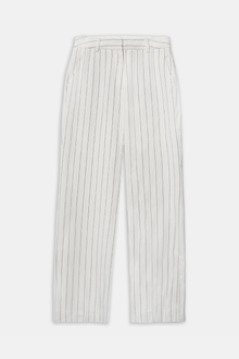 Tailored Linen Trousers - Cream/Black