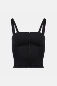 Square Neck Hook & Eye Corset - Black