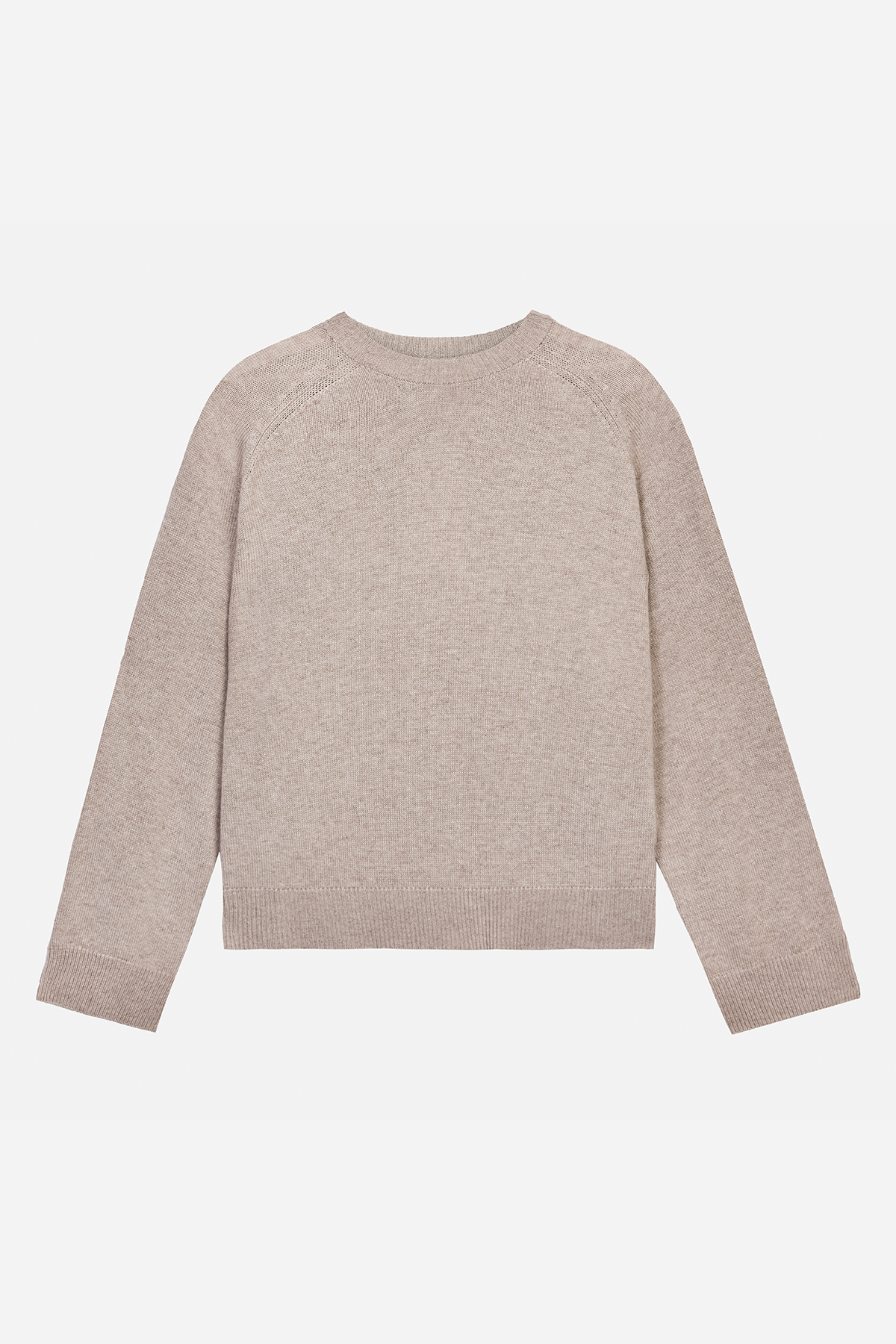 Crew Neck Cashmere Blend Jumper - Stone