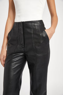 Leather Pocket Detail Trousers - Black