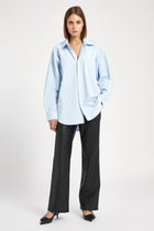 Masculine Oversized Cotton Shirt - Light Blue