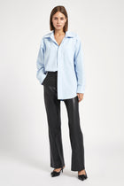 Masculine Oversized Cotton Shirt - Light Blue