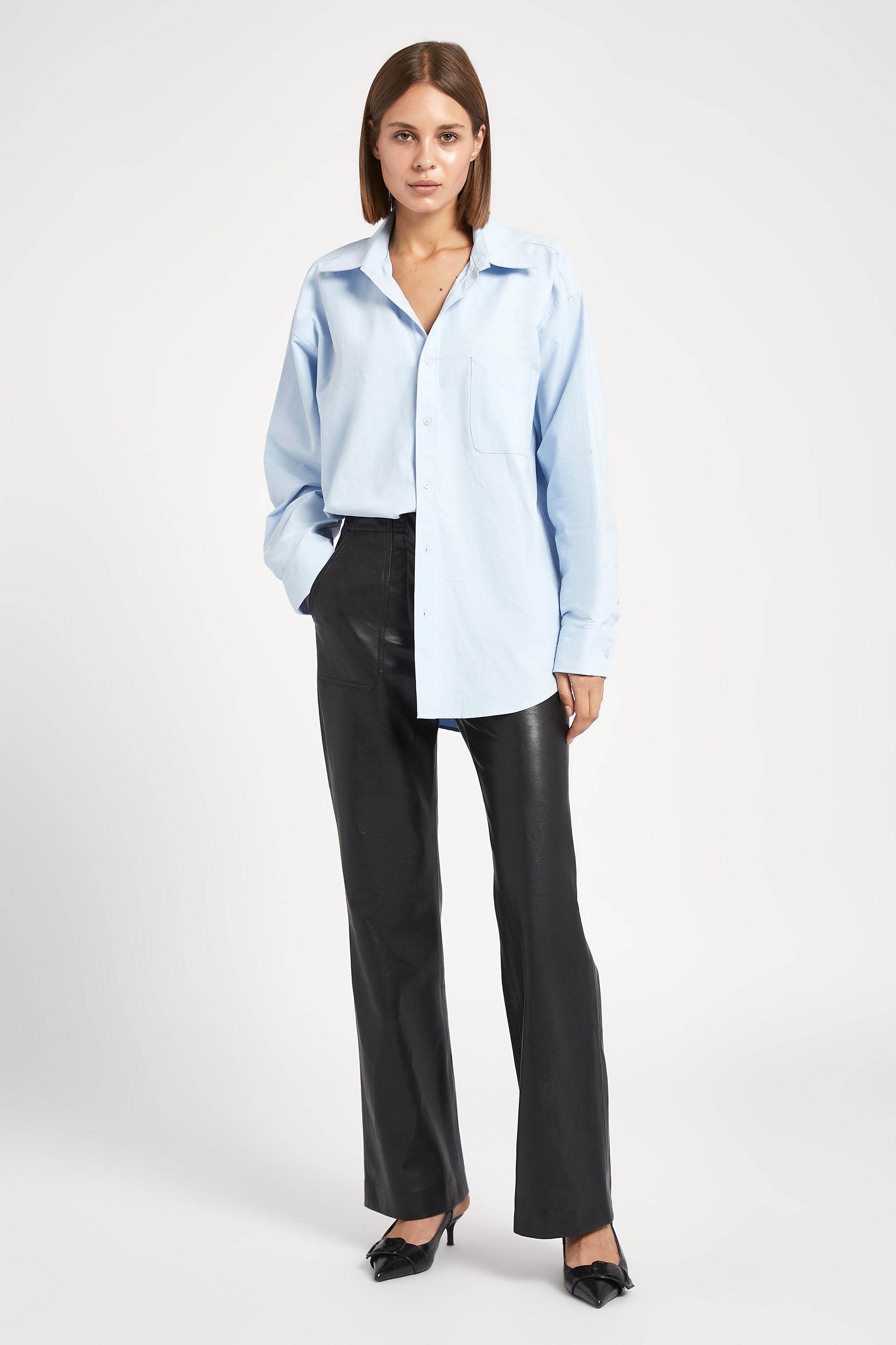 Masculine Oversized Cotton Shirt - Light Blue