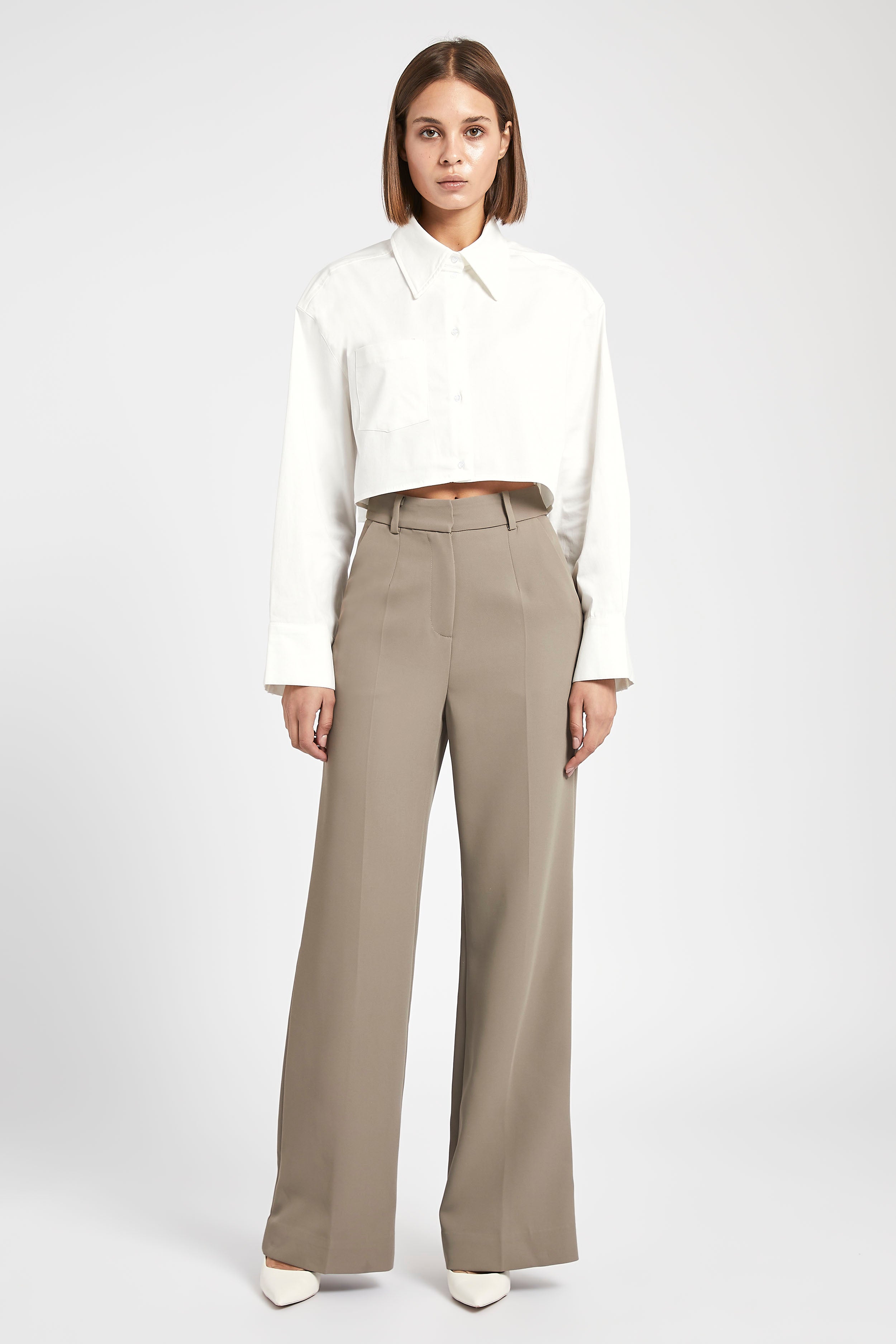 Cropped Formal Shirt - White