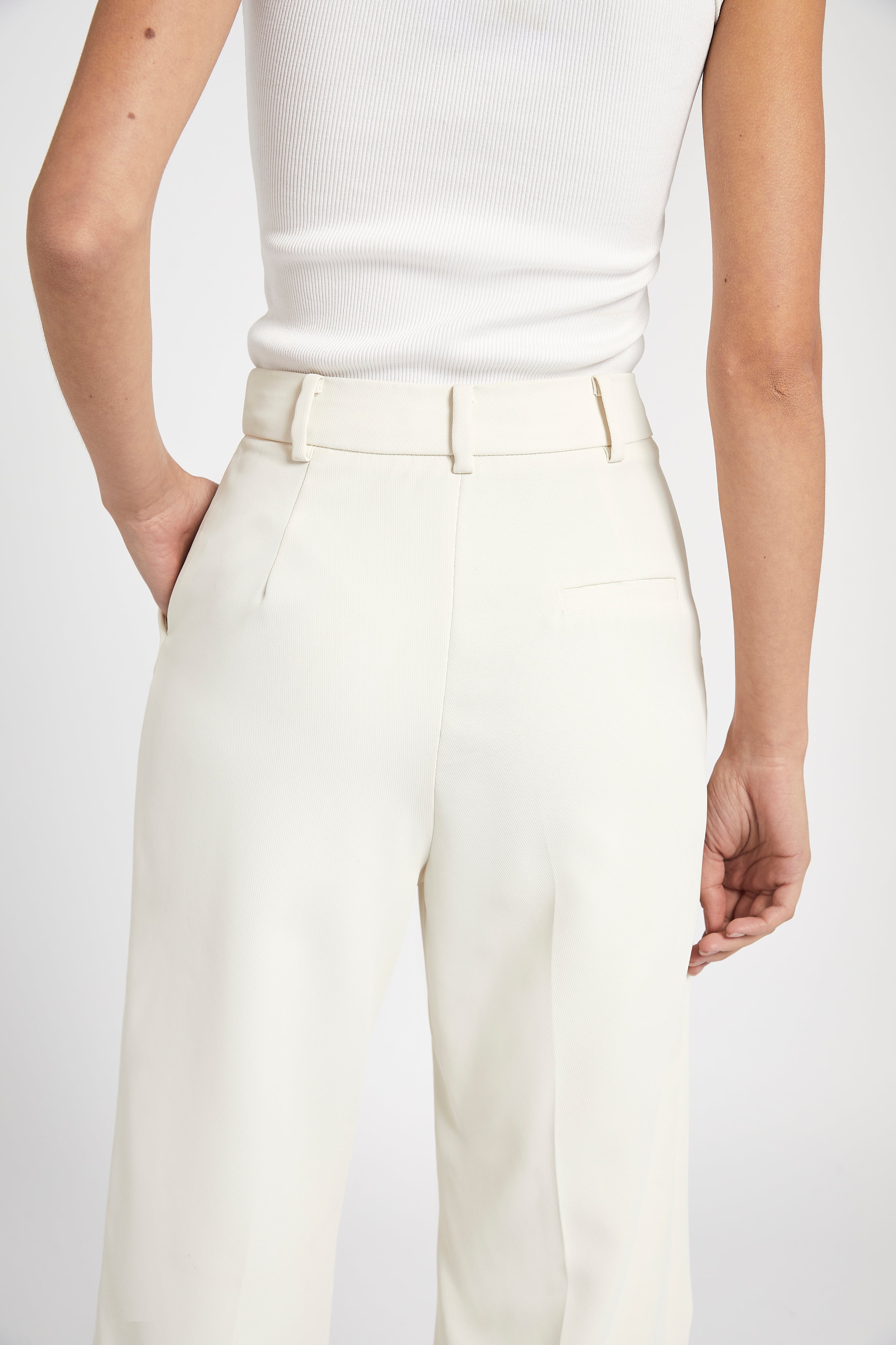 Relaxed Straight Leg Trousers - Cream