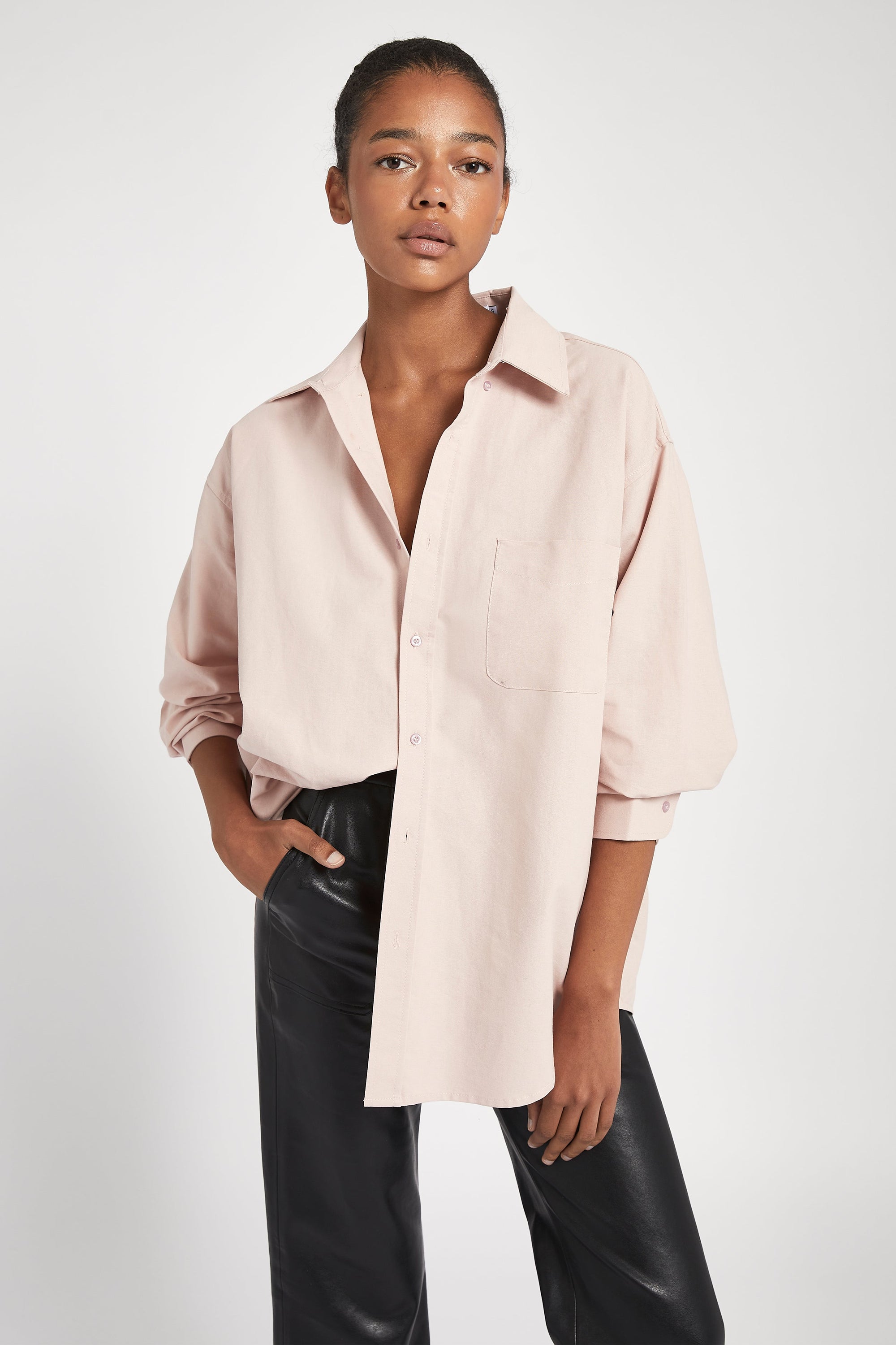 Masculine Oversized Cotton Shirt - Marshmallow