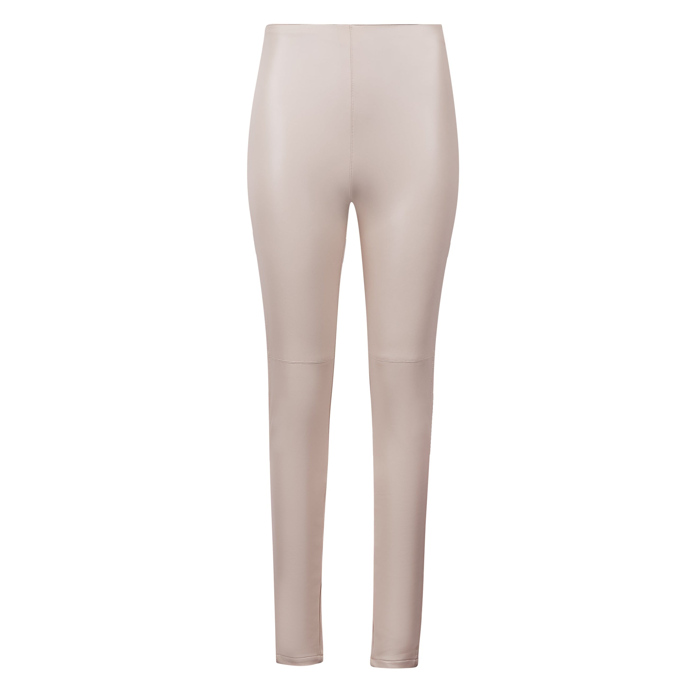 High Waisted Leather Leggings - Cream