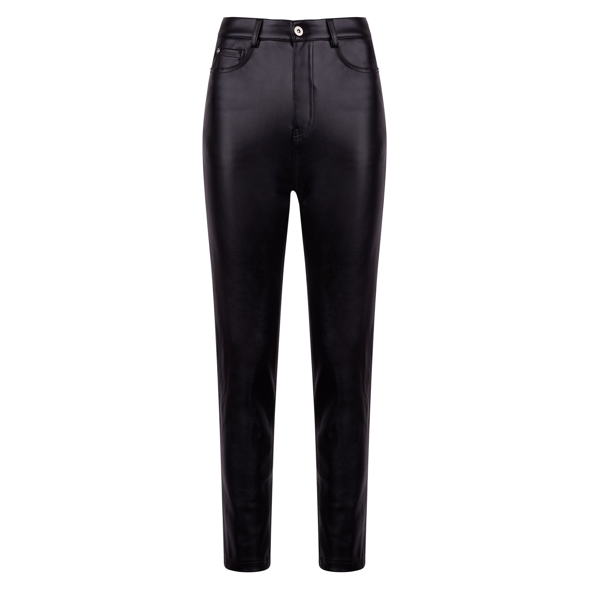 Leather Mom Trousers - Black