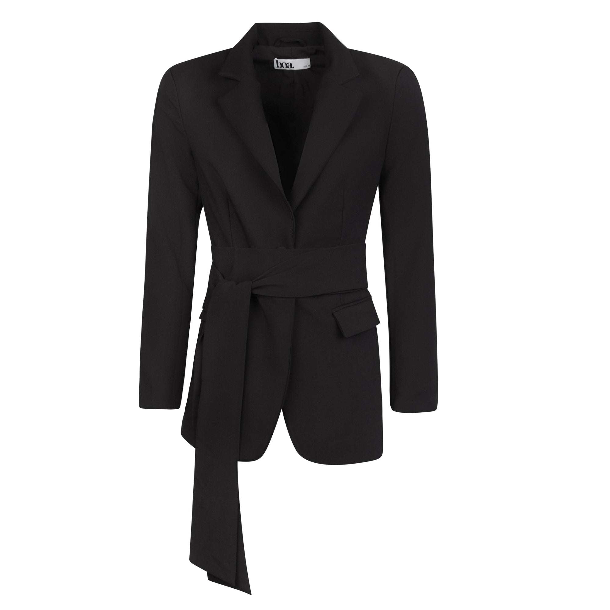 Classic Blazer With Belt - Black