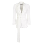 Classic Blazer With Belt - White