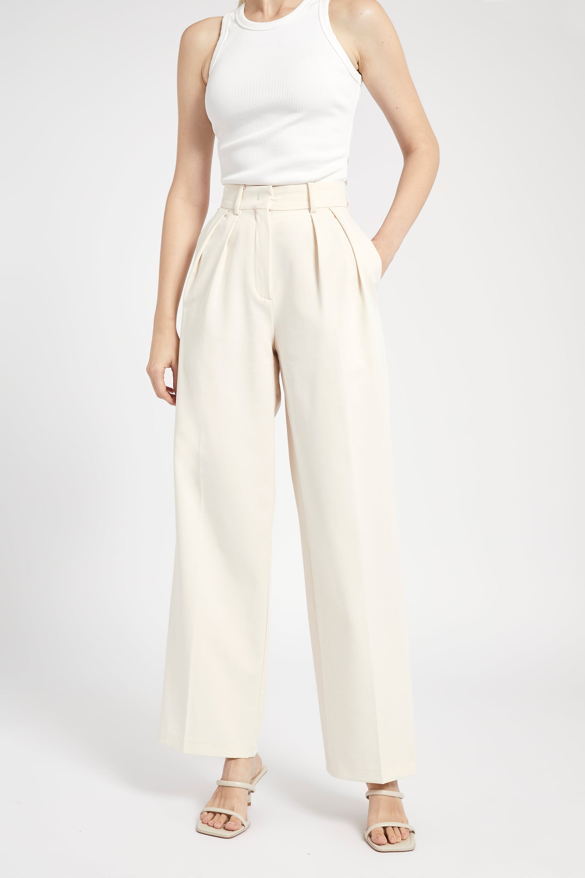 Longline Dad Trousers - Ecru