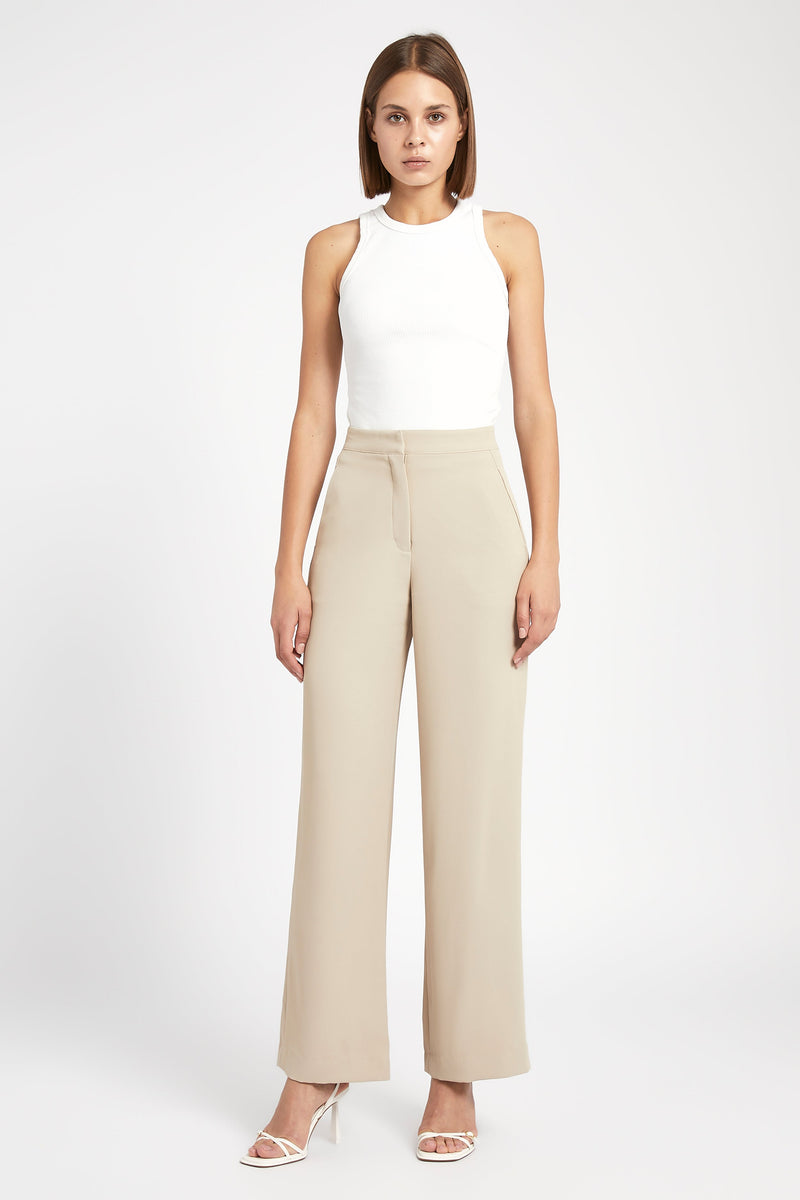 Effortless Wide Leg Trousers - Fawn