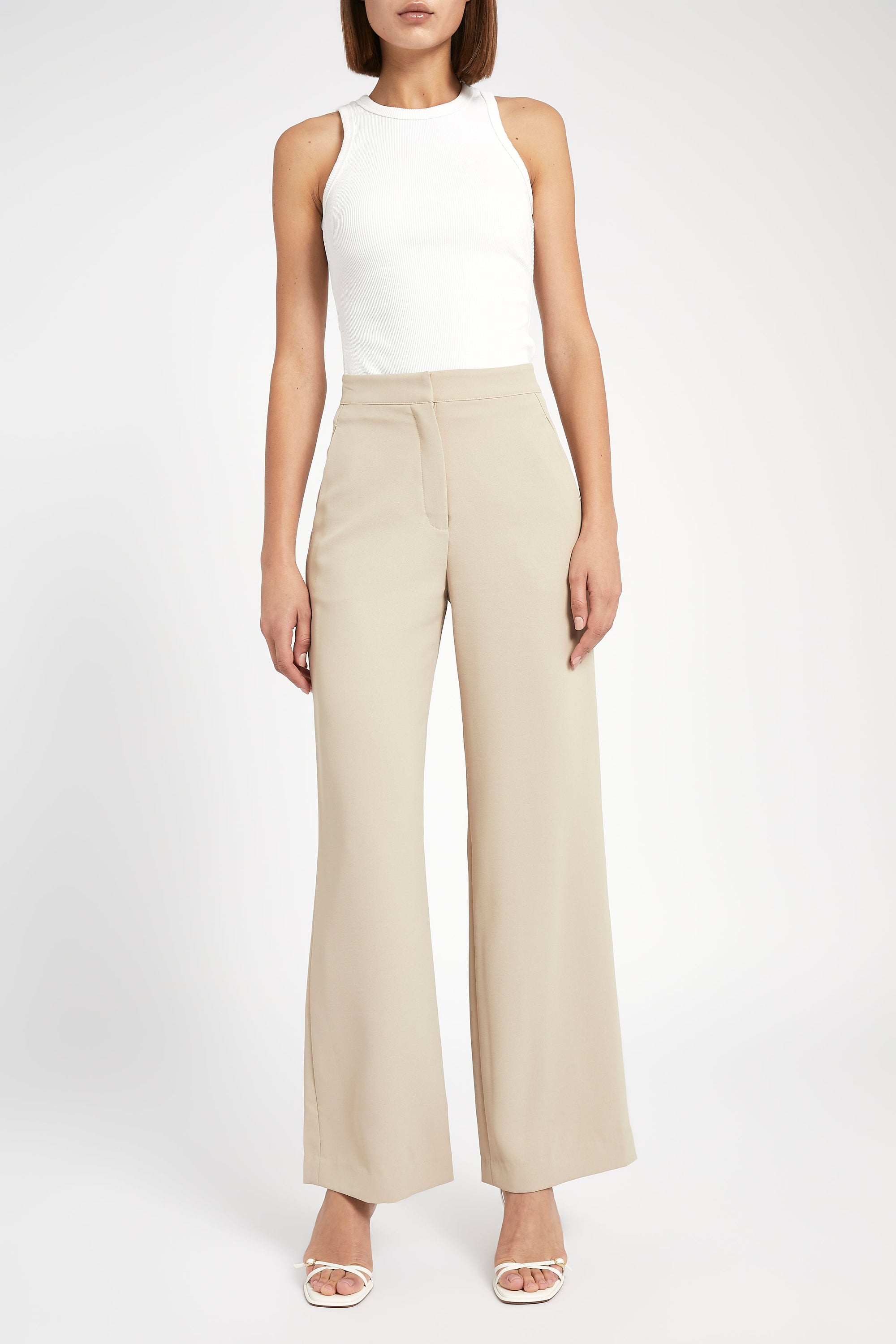 Effortless Wide Leg Trousers - Fawn