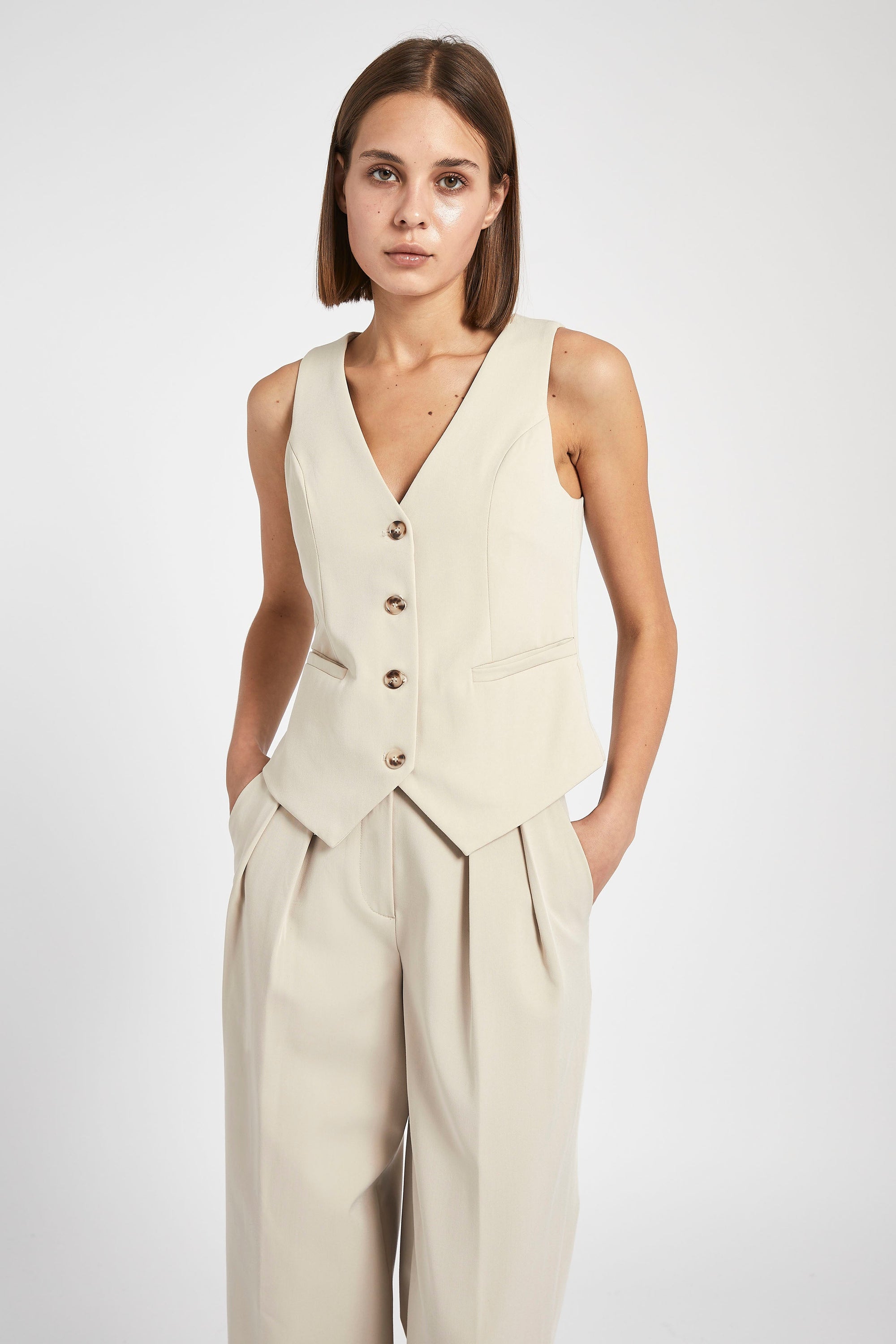 Boxy Waistcoat - Sand