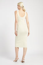 Scoop Neck Knit Midi Dress - Cream