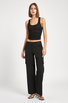 Low Rise Cargo Trousers - Black