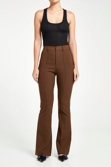 Wide Leg Suit Trousers - Chocolate