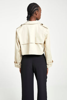 Cropped Cotton Trench - Stone