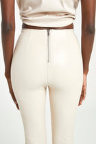 High Waisted Leather Leggings - Cream