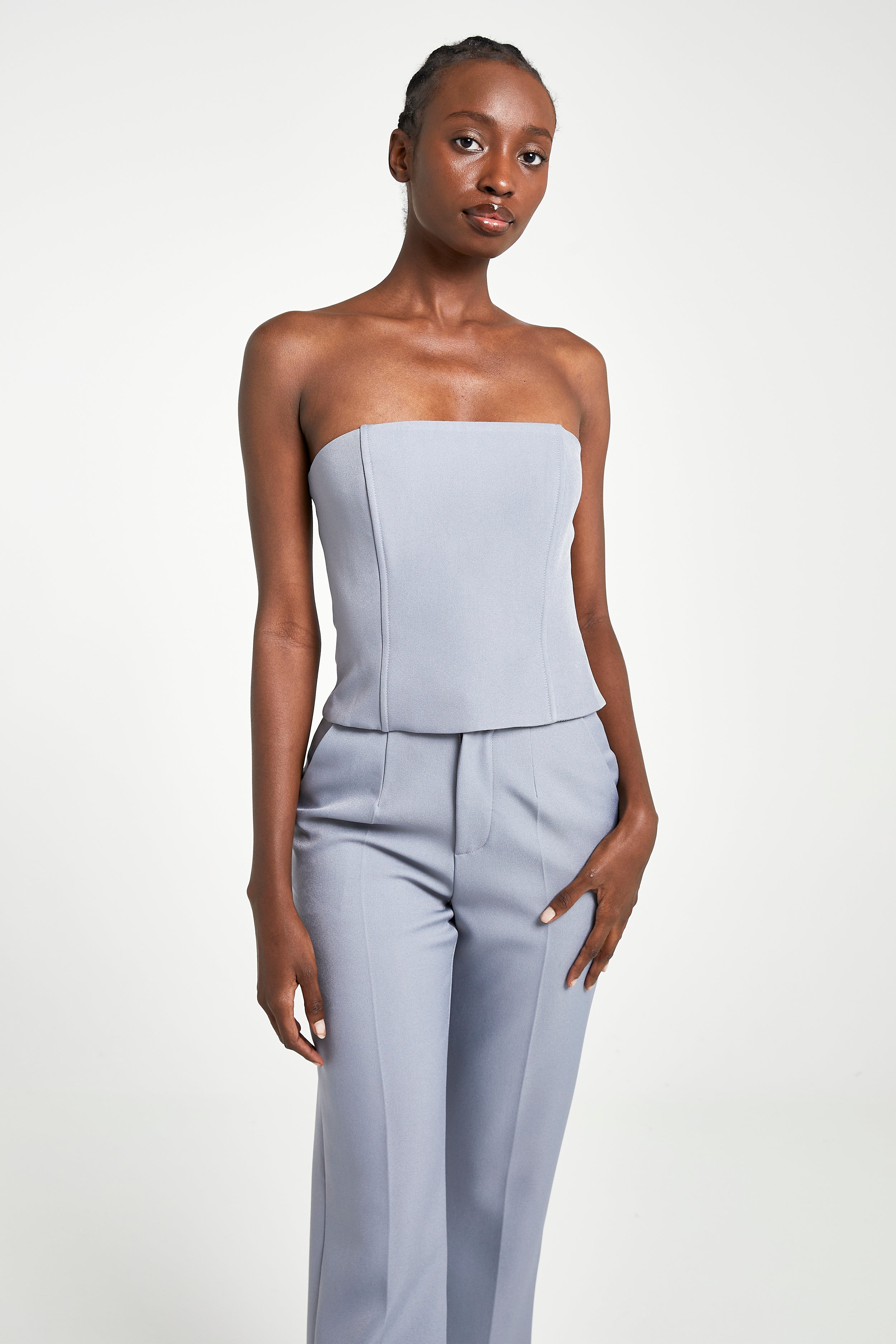 Tailored Strapless Bodice - Steel Blue