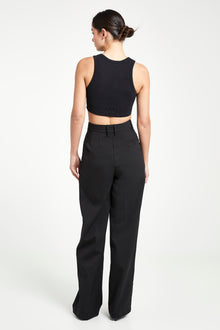 Heavy Ribbed Cropped Vest - Black