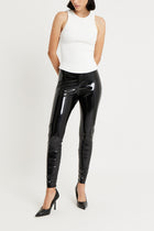 High Waisted Vinyl Leggings - Black