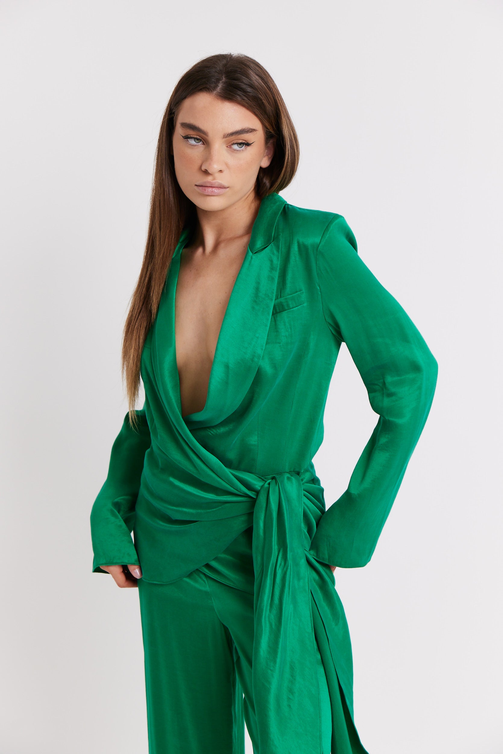 Soft Draped Blazer - Parakeet Green