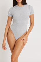 Cotton T Shirt Bodysuit - Grey Marl