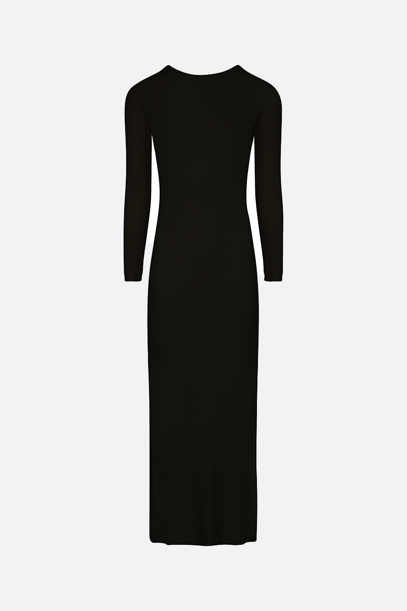 Fine Knit Backless Maxi Dress - Black