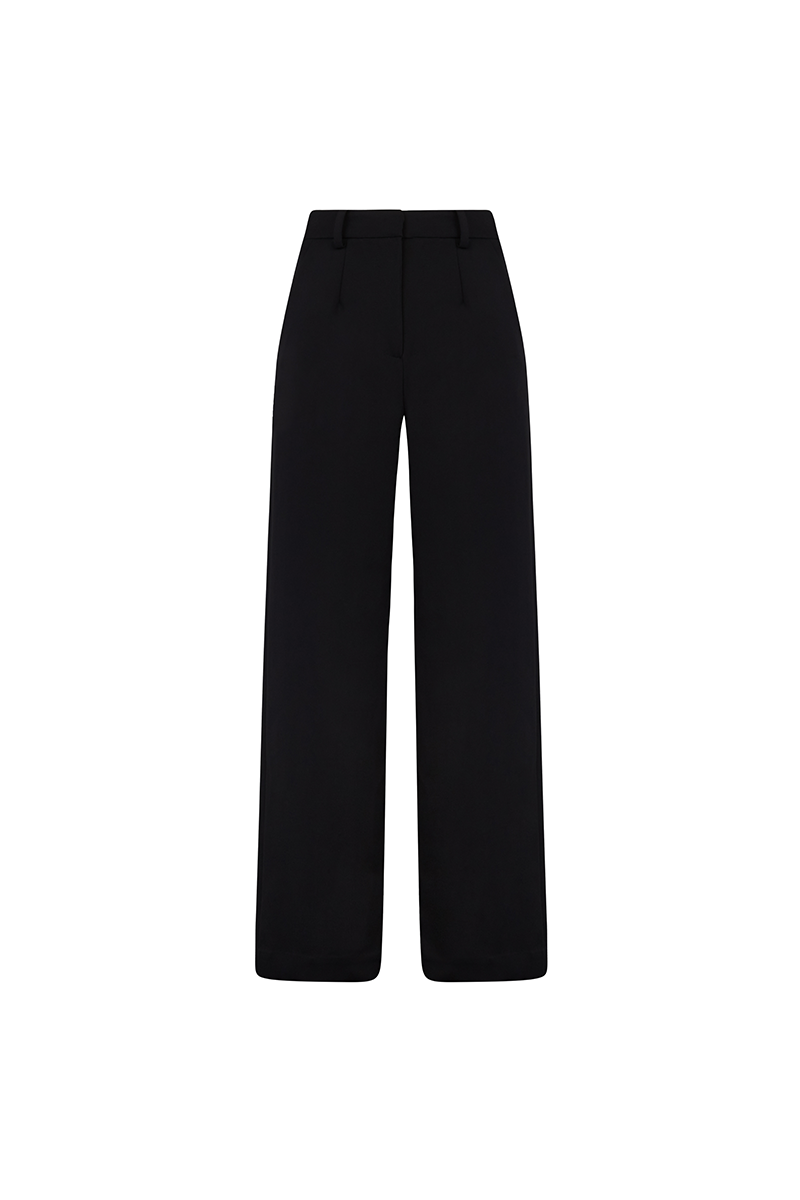 Relaxed Straight Leg Trousers - Black