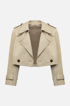 Cropped Cotton Trench - Stone