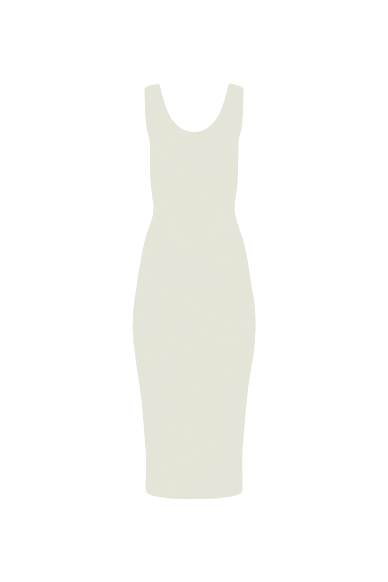 Scoop Neck Knit Midi Dress - Cream